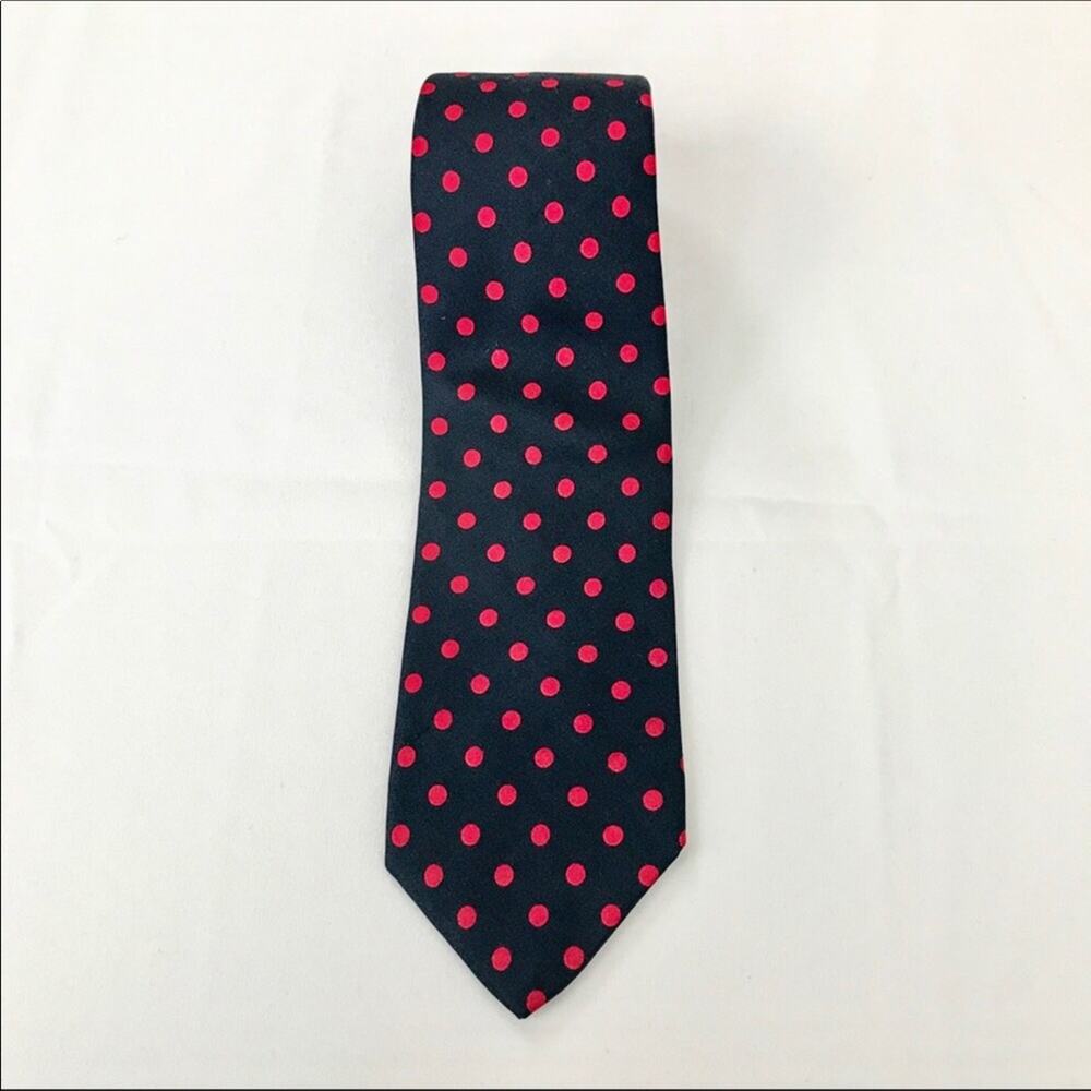 Robert Talbott Blue & Red Silk Polka Dot Tie Hand Sewn